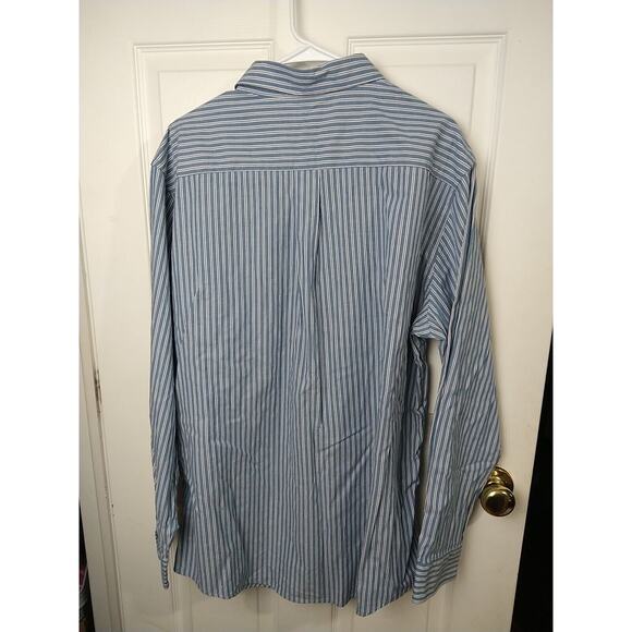 Croft&Barrow Men's XL Shirt Blue Striped Collared Long Sleeve Officewear - Picture 10 of 10